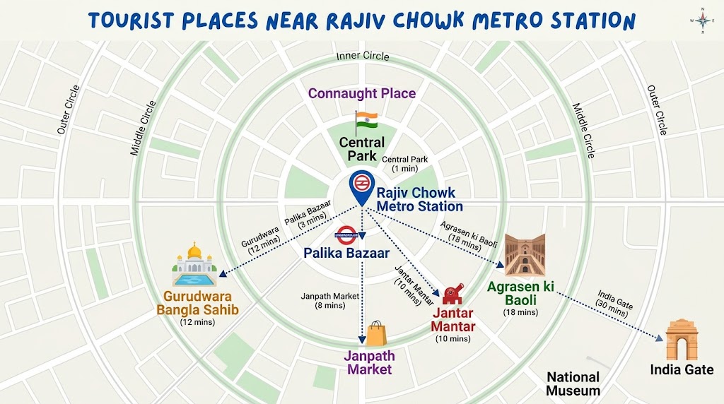 Delhi Tourist Places Near Rajiv Chowk Metro Station: Easy Metro Guide